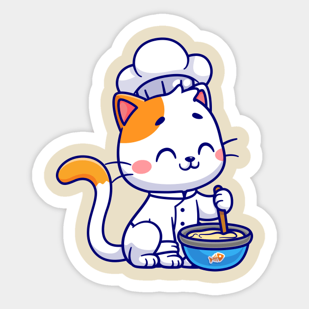 Cute Cat Chef Cooking Cartoon Sticker by Catalyst Labs